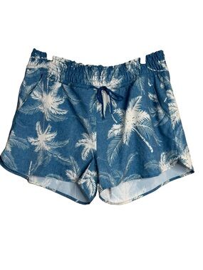 Carve Designs Bali Short Board Shorts Blue/White Palm XL Drawstring Pocket B21